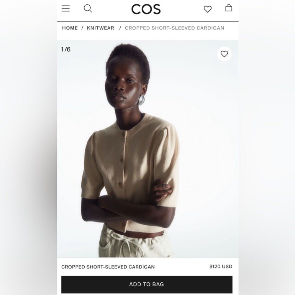 COS CROPPED SHORT-SLEEVED CARDIGAN